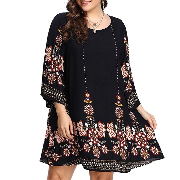 Dresses & Skirts - Plus Size Boho print Swing Babydoll Dress, 0-3X